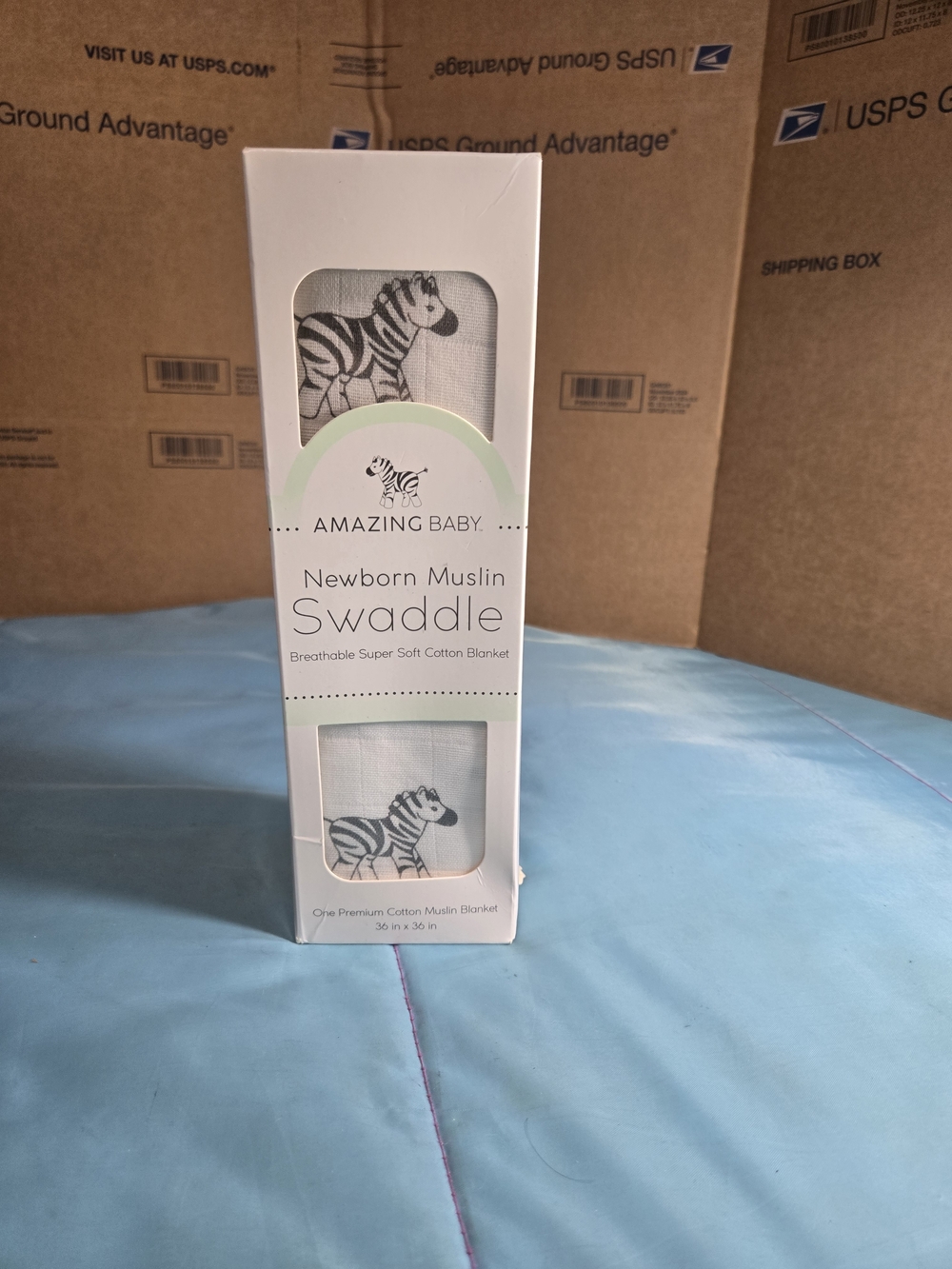 Amazing Baby Newborn Muslin Swaddle - Zebra Print White